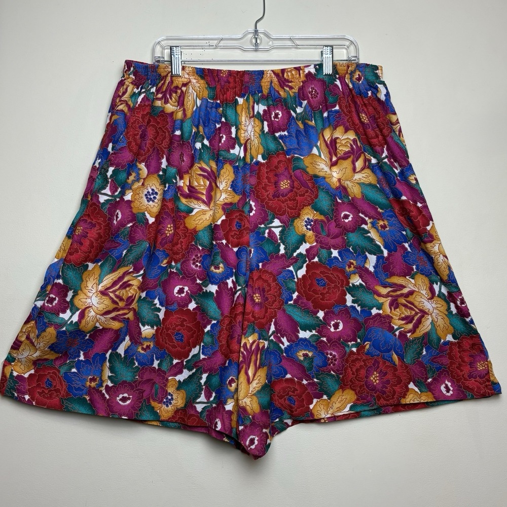VTG LA Attitude Floral Culottes Rayon Pink Orange 90s Plus Sz 24W‎ Made in USA